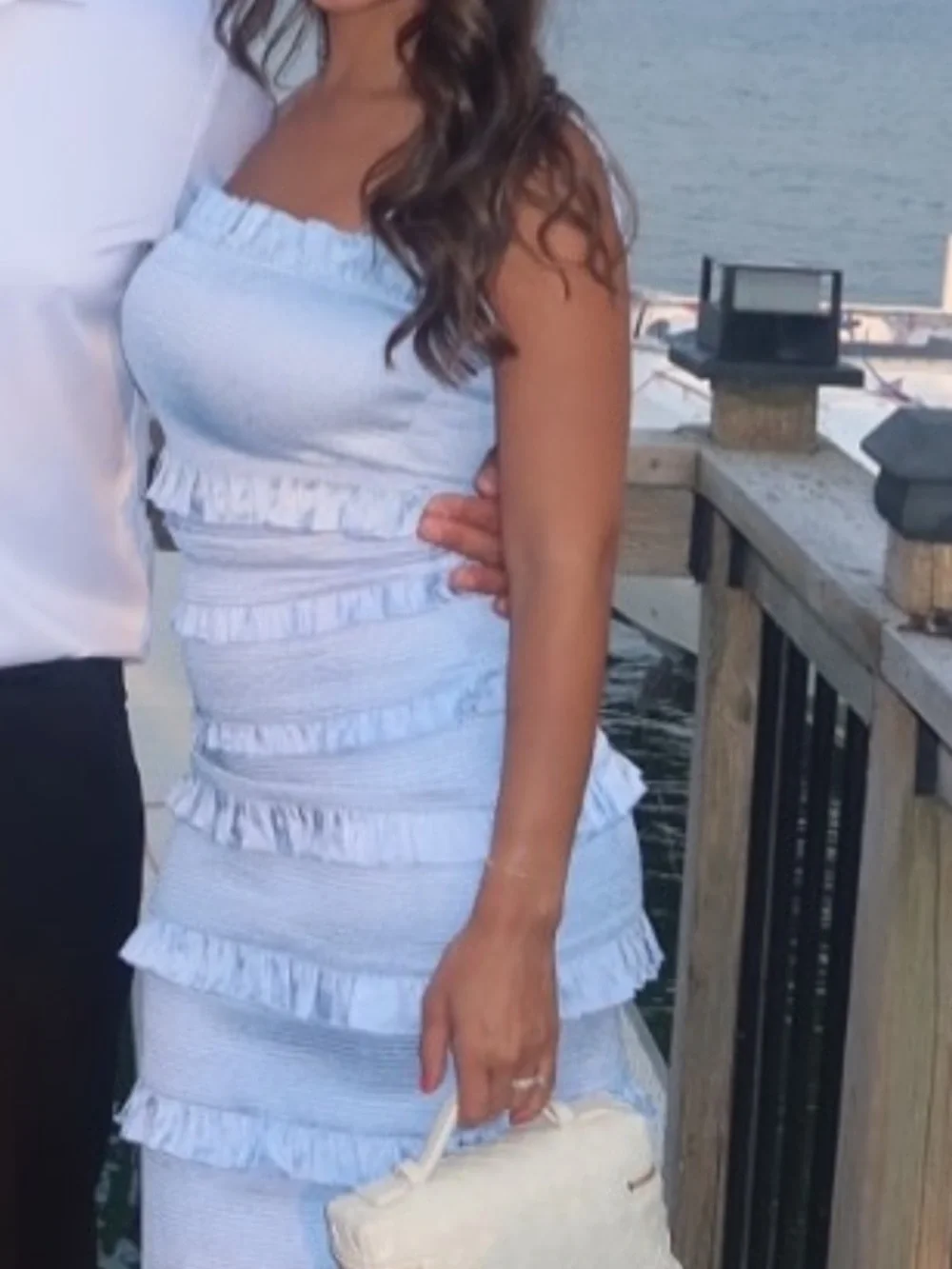 V. Chapman Lily Tiered Ruffle Midi Dress in Cashmere Blue - Picture 3 of 3